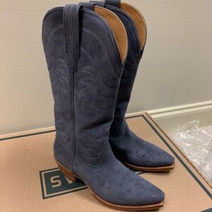 Tecovas The Annie Indigo Suede Cowboy Boots